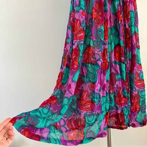 Vintage Midi Maxi Dress 100% Cotton Floral Sz S - Picture 3 of 10